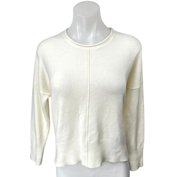 French Connection Women's White Knit Crewneck Long Sleeve Pullover Sweater Top S - Picture 1 of 4